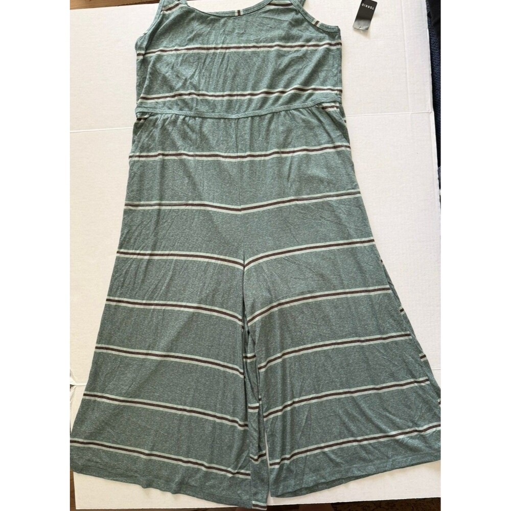 Torrid NWT Green Striped Wide-Leg Jumpsuit Knit Plus Size 2XL Super Soft Sleep